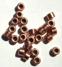 25 4x6mm Antique Copper Roller Metal Beads